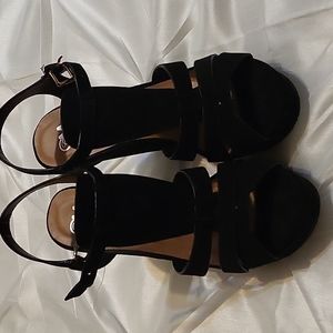 Black wedge sandals